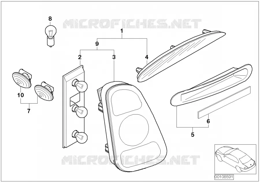 Post-équipement lampes blanc MINI MINI ONE 2002 One 1.4i N One 1.4i