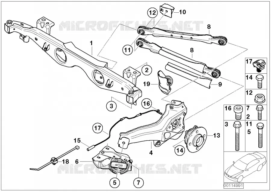 Support essieu AR,susp. roue,roulem.roue MINI MINI COOPER 2000 Cooper N Cooper