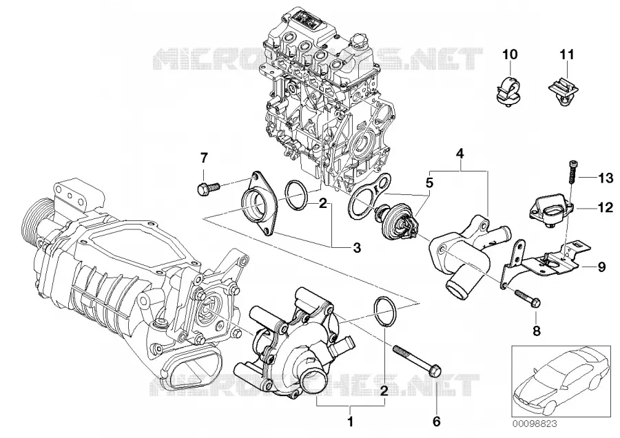 Syst. de refroidis.-pompe eau/thermostat MINI MINI JOHN COOPER WORKS 2006 Coop.S JCW GP N Coop.S JCW GP