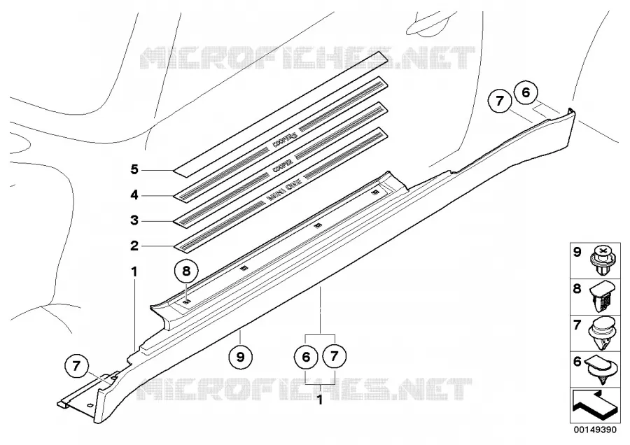 Bordure bas de marches / écran dentrée MINI MINI COOPER S 2000 Cooper S N Cooper S