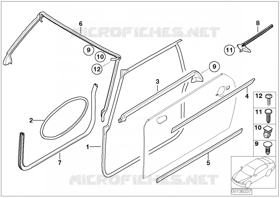 Caches et joints porte avant MINI MINI COOPER 2000 Cooper N Cooper