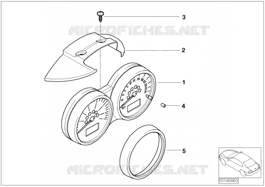 Double instruments de colonne de direct. MINI MINI ONE 2002 One 1.4i N One 1.4i