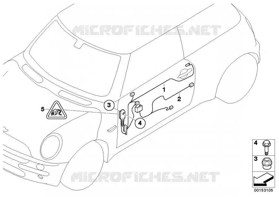 Faisceaux de cables de porte MINI MINI JOHN COOPER WORKS 2008 Coop.S JCW N Coop.S JCW