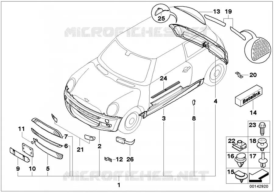 JCW pack Aérodynamique - R50, R53 MINI MINI ONE 2000 One 1.6i N One 1.6i