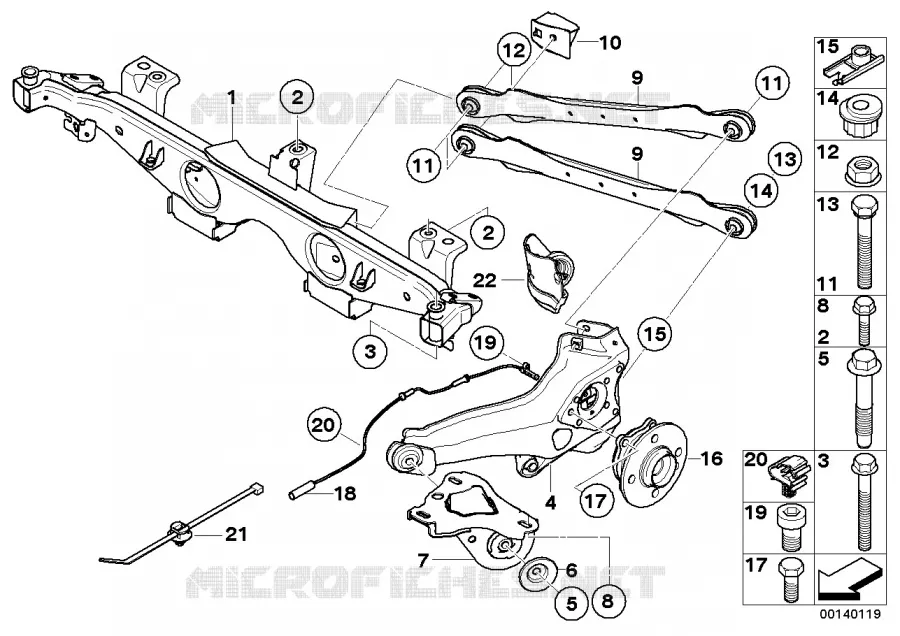 Support essieu AR,susp. roue,roulem.roue MINI MINI COOPER S 2000 Cooper S N Cooper S