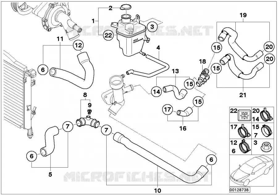 Vase expansion/durits eau refroidiss. MINI MINI ONE 2002 One 1.4i N One 1.4i