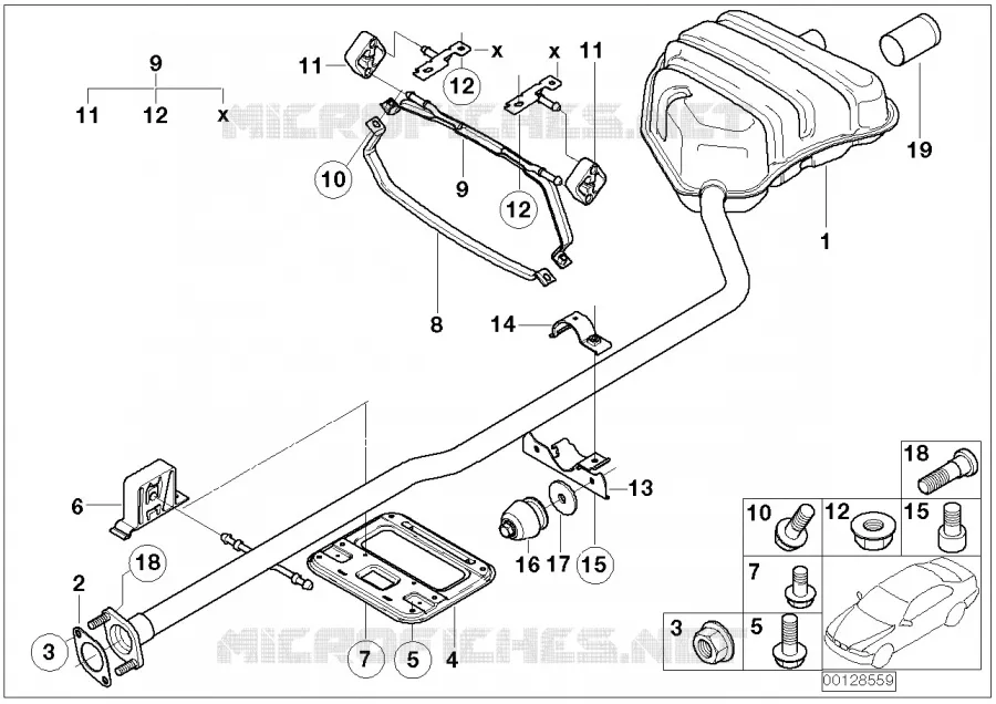 système déchappement arrière MINI MINI ONE 2000 One 1.6i N One 1.6i