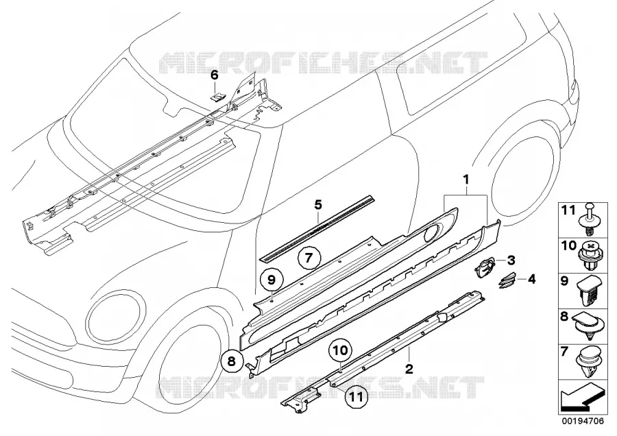 Baguette de seuil pack aérodynamique JCW MINI MINI COOPER 2009 Cooper N Cooper