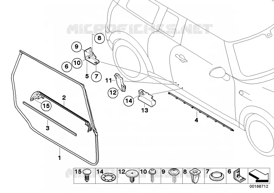 Caches et joints porte avant MINI MINI COOPER D 2007 Cooper d N Cooper d