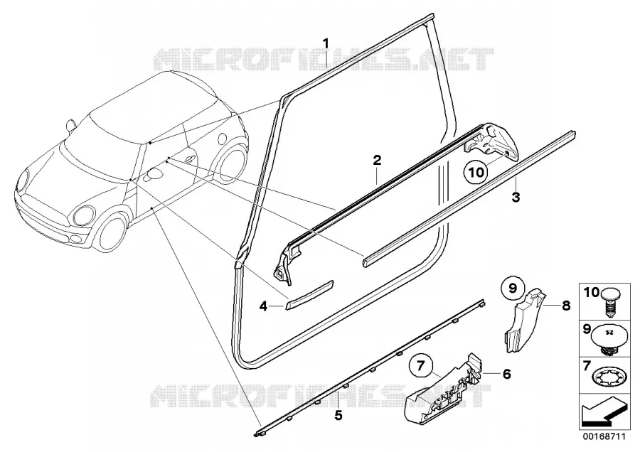 Caches et joints porte avant MINI MINI COOPER SD 2009 Cooper SD N Cooper SD