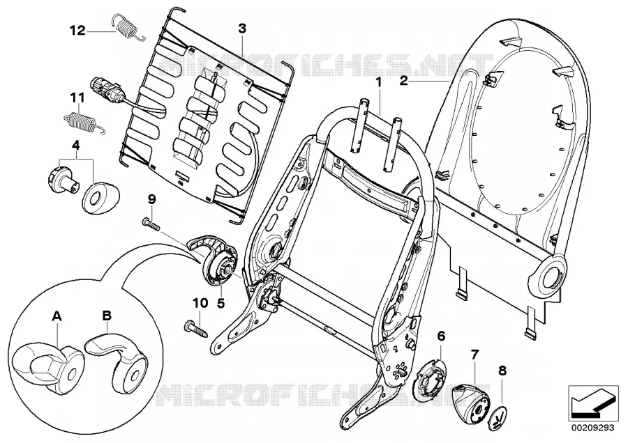 Cadre de dossier de siege avant MINI MINI COOPER S 2003 Cooper S N Cooper S