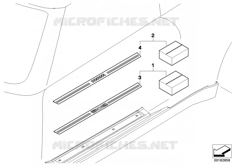 Kit 2. monte barre de seuil acier inox MINI MINI ONE 2003 One N One