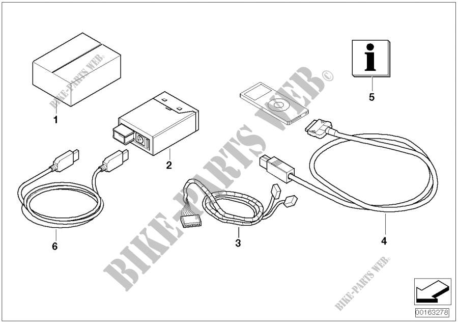 Kit postéquip. raccord. USB/iPod pour MINI Cooper D 1.6 de 2009