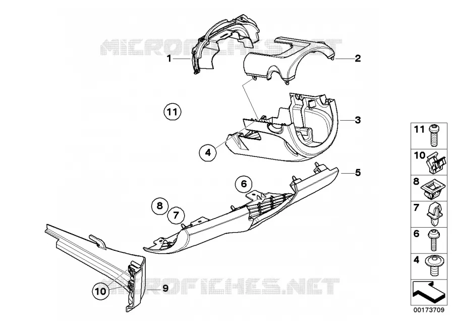 Pièces accolée.planche bord, partie inf. MINI MINI ONE 2008 One N One