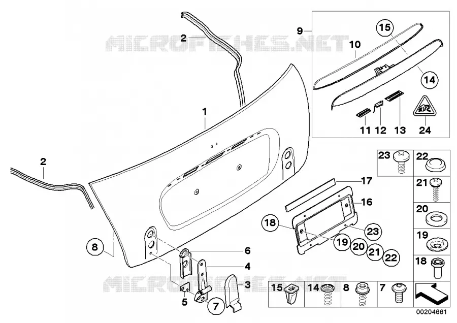 Pieces de couvercle de coffre ar MINI MINI COOPER 2002 Cooper N Cooper