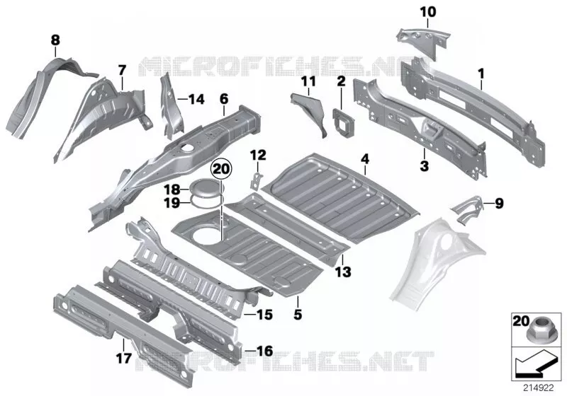 Plancher de coffre ar/passage de roue ar MINI MINI COOPER D 2012 Cooper D 2.0 N Cooper D 2.0