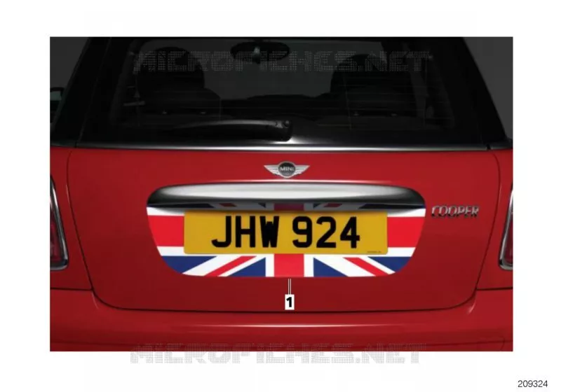 Rear number plate decals MINI MINI ONE ECO 2009 One Eco 55kW N One Eco 55kW