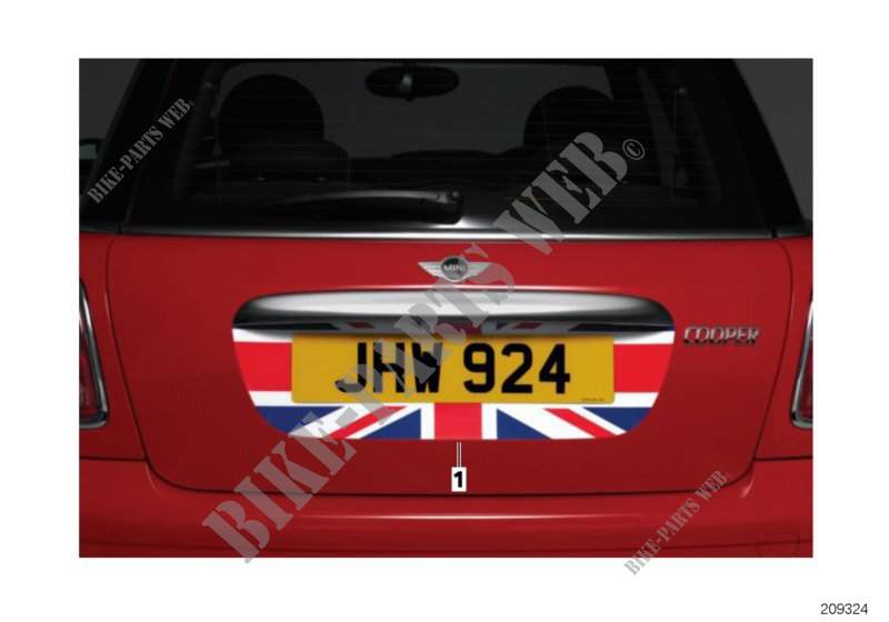 Rear number plate decals pour MINI One Eco de 2009