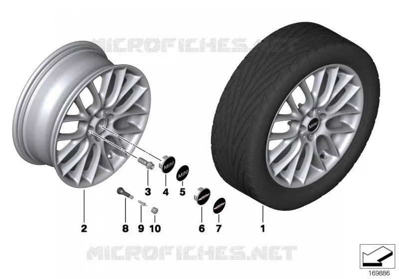 Roue AL JCW Cross Spoke Challenge R112 MINI MINI ONE 2009 One 55kW N One 55kW