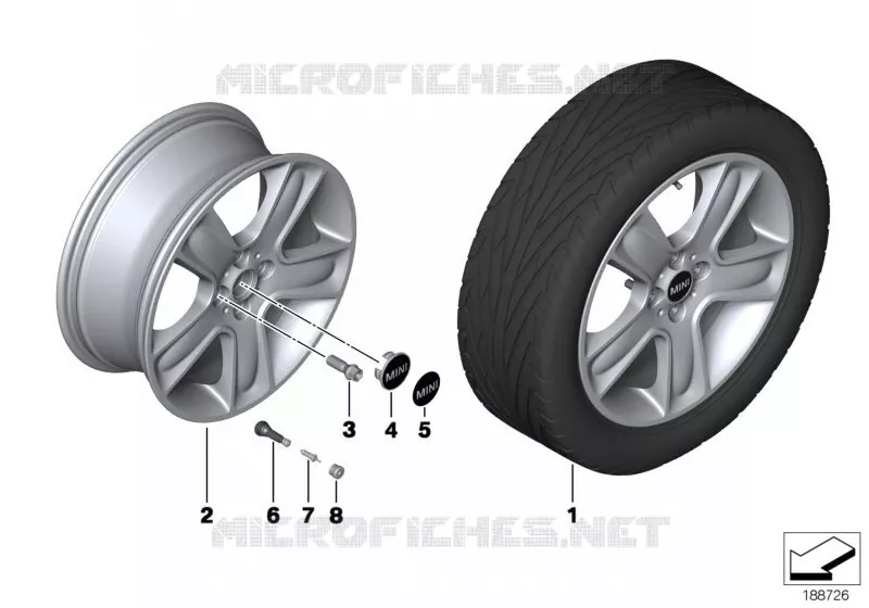 Roue AL MINI Black Star Bullet 111 MINI MINI ONE 2008 One N One