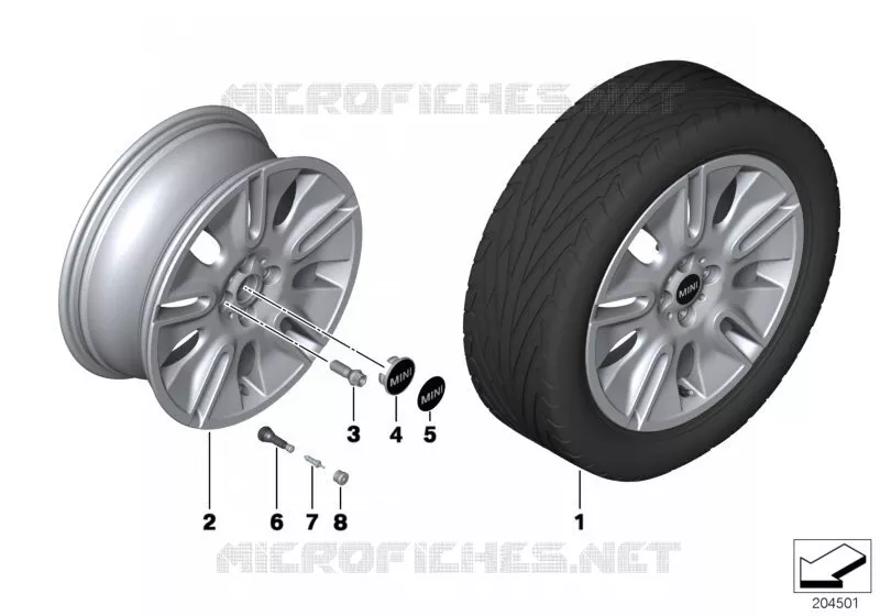 Roue AL MINI Silver Shield 117 MINI MINI COOPER D 2006 Cooper D N Cooper D