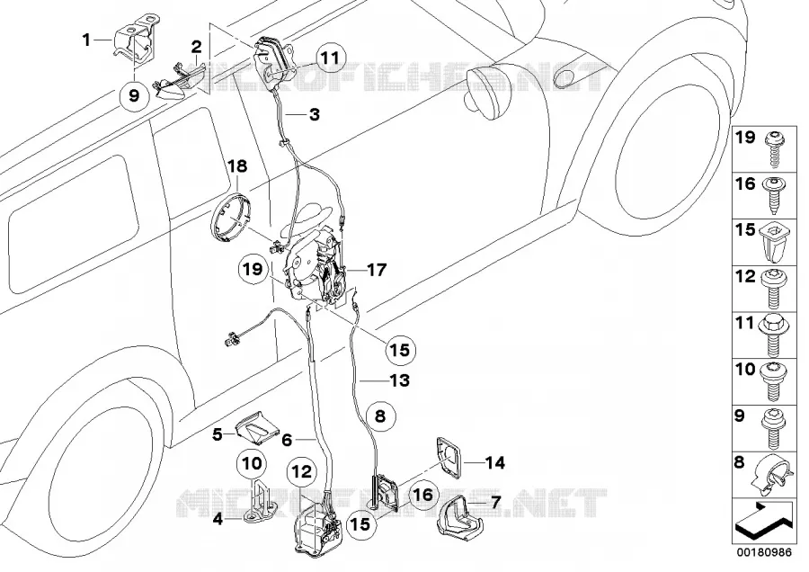 Système de fermeture porte arrière MINI MINI COOPER D 2009 Cooper D 1.6 N Cooper D 1.6