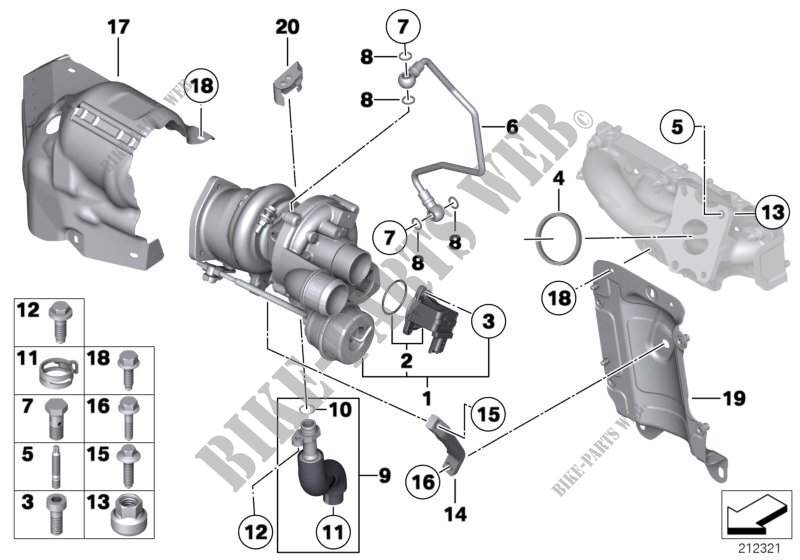 Turbo compresseur avec lubrification pour MINI Cooper ALL4 de 2012