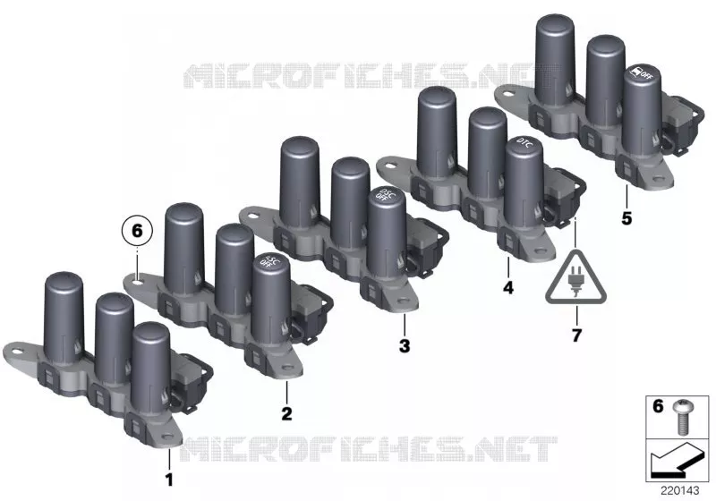 Bloc commandes ASC/ DSC/ DTC/ MSA/ SPORT MINI MINI COOPER D 2005 Cooper D N Cooper D