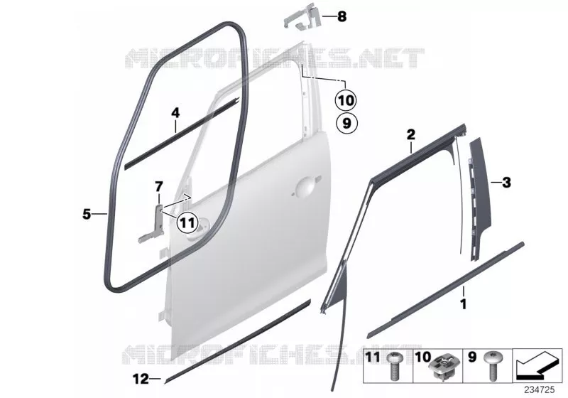 Caches et joints porte avant MINI MINI COOPER D 2010 Cooper D 2.0 N Cooper D 2.0