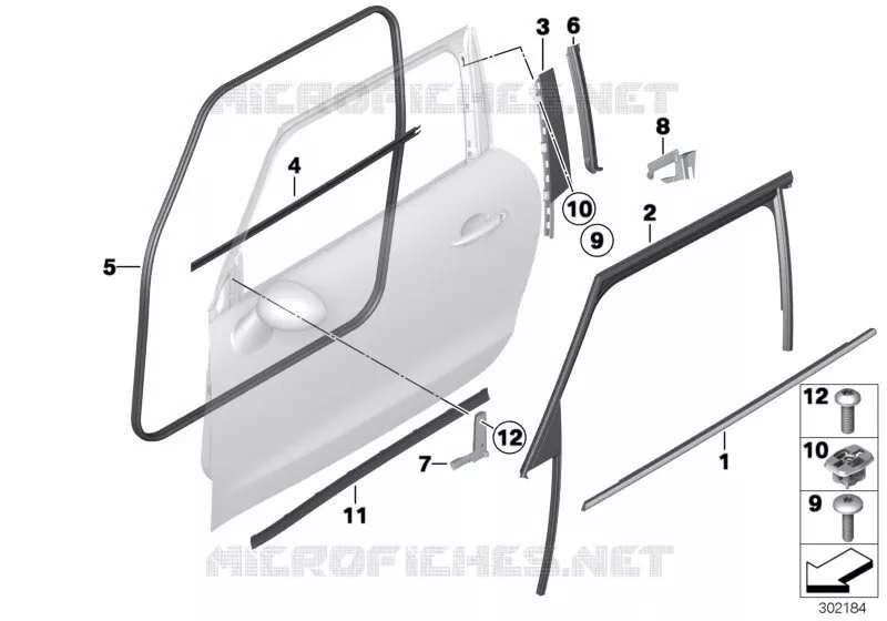 Caches et joints porte avant MINI MINI COOPER D 2012 Cooper D ALL4 1.6 N Cooper D ALL4 1.6