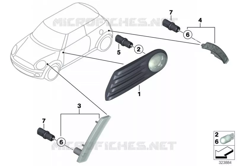 Clignotant/feu de gabarit latéral MINI MINI COOPER S 2005 Cooper S N Cooper S