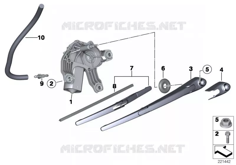 Composants dessuie-glace de lunette ar MINI MINI ONE 2006 One N One