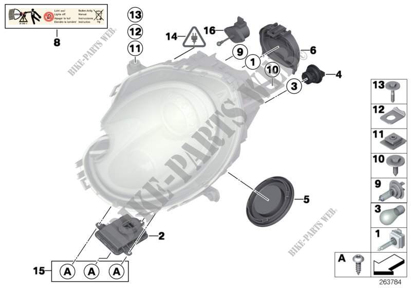 Composants pour projecteur pour MINI Cooper de 2011