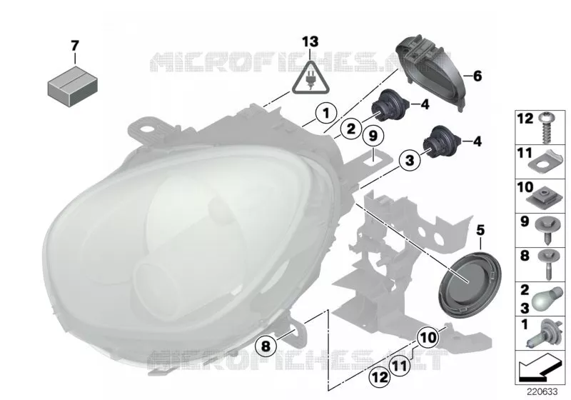 Composants pour projecteur MINI MINI COOPER D 2012 Cooper D 1.6 N Cooper D 1.6