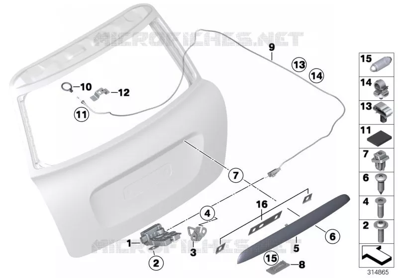Couvercle de coffre/Système de fermeture MINI MINI ONE 2006 One N One