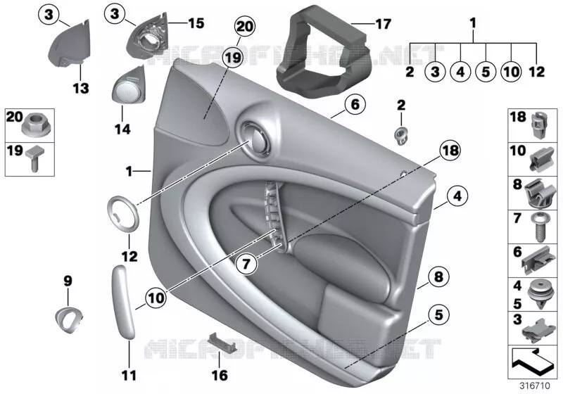 Garniture de porte avant MINI MINI COOPER S 2010 Cooper S N Cooper S