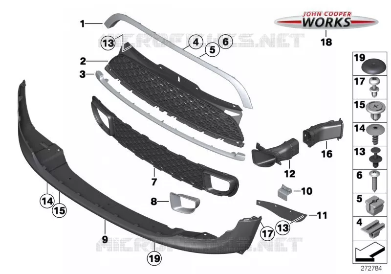 Garniture éléments enjoliveurs avant MINI MINI COOPER SD 2010 Cooper SD N Cooper SD