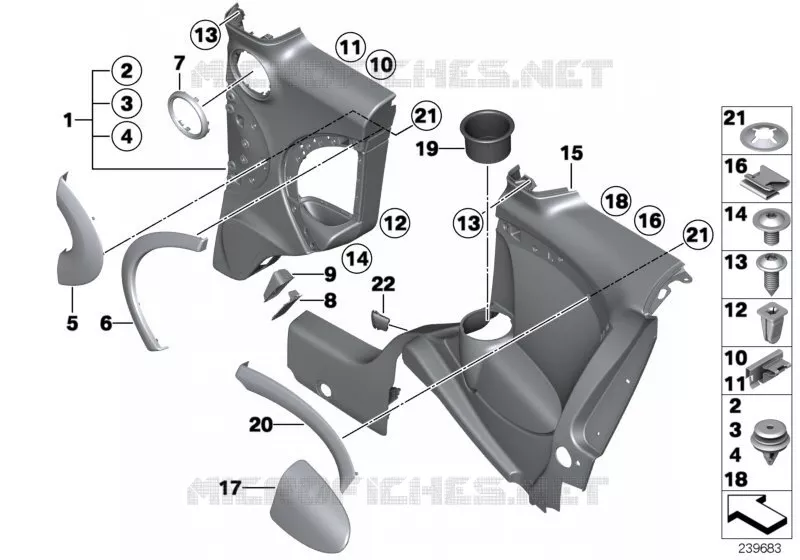 Garniture porte/latérale arrière droite MINI MINI COOPER D 2006 Cooper d N Cooper d