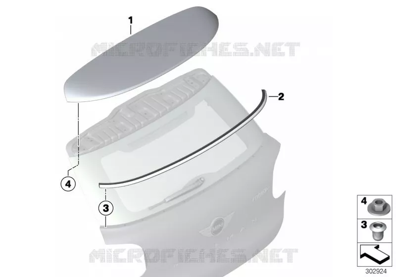Pièces accolées couvercle coffre/hayon MINI MINI COOPER D 2012 Cooper D ALL4 1.6 N Cooper D ALL4 1.6