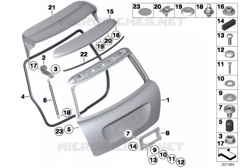 Pieces de couvercle de coffre ar MINI MINI COOPER D 2006 Cooper D N Cooper D