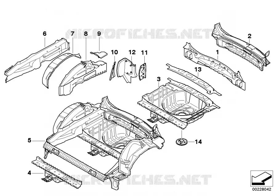 Plancher de coffre ar/passage de roue ar MINI MINI COOPER 2006 Cooper N Cooper