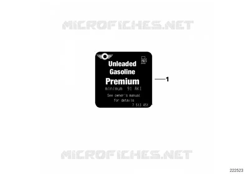Plaque indicatrice du carburant MINI MINI COOPER 2011 Cooper N Cooper