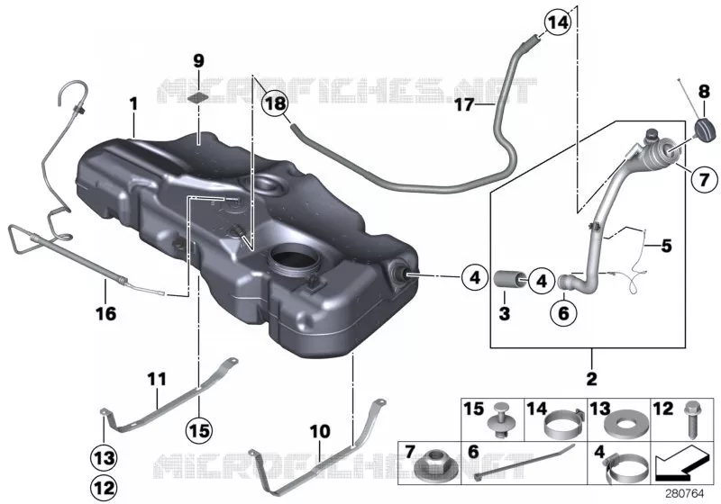 Réservoir de carburant / pièces fixation MINI MINI COOPER D 2009 Cooper D 1.6 N Cooper D 1.6