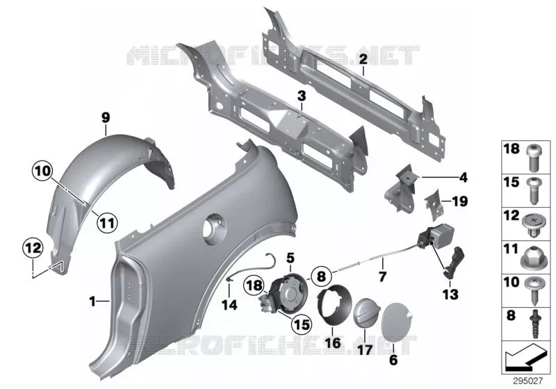 Revetement daile arriere MINI MINI ONE 2000 One 1.6i N One 1.6i