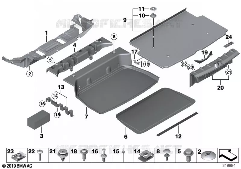 Revêtement de plancher e coffre AR MINI MINI COOPER D 2012 Cooper D ALL4 1.6 N Cooper D ALL4 1.6