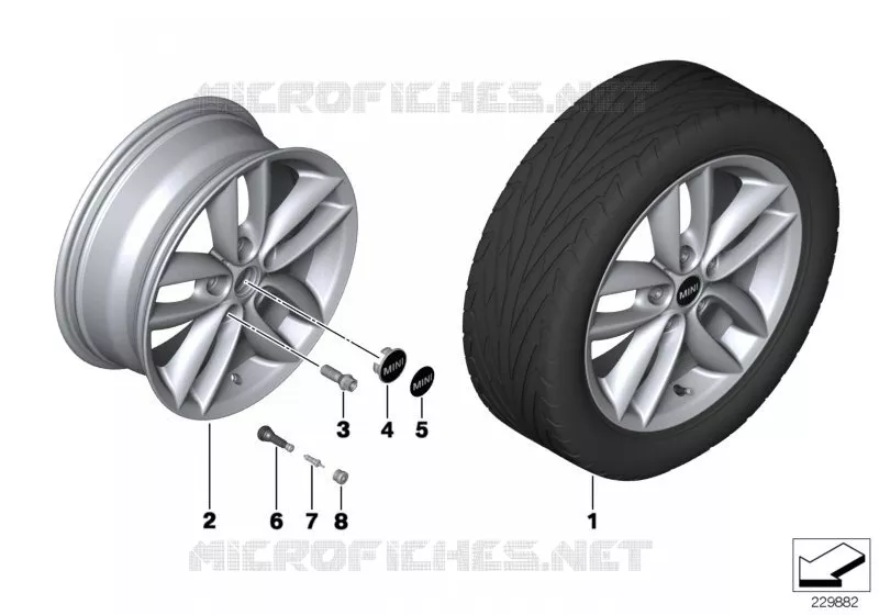 Roue AL MINI 5-Star Double Spoke 124 MINI MINI COOPER D 2010 Cooper D 1.6 N Cooper D 1.6