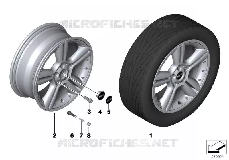 Roue AL MINI 5-Star Double Spoke 127 MINI MINI COOPER 2012 Cooper N Cooper