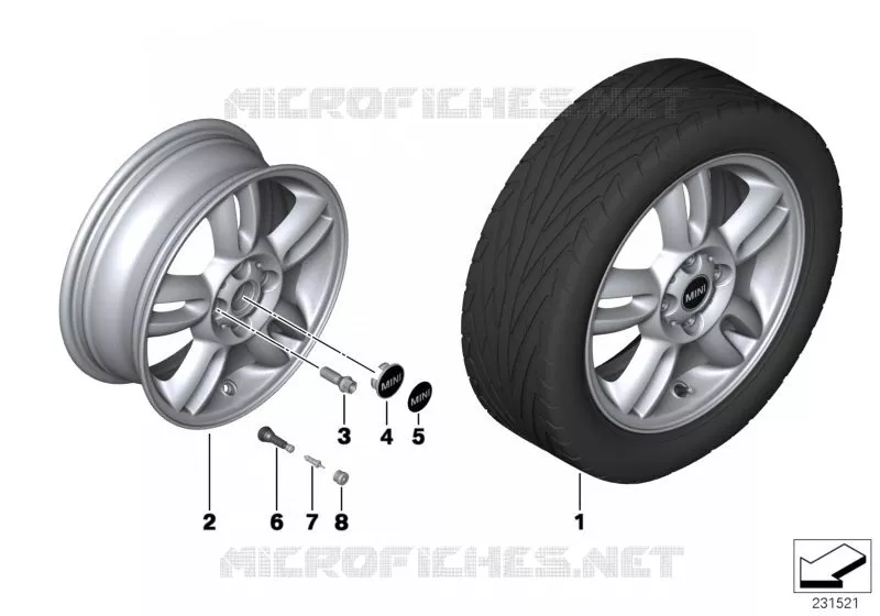 Roue AL MINI 5 Star Twin Spoke 118 MINI MINI COOPER D 2006 Cooper d N Cooper d