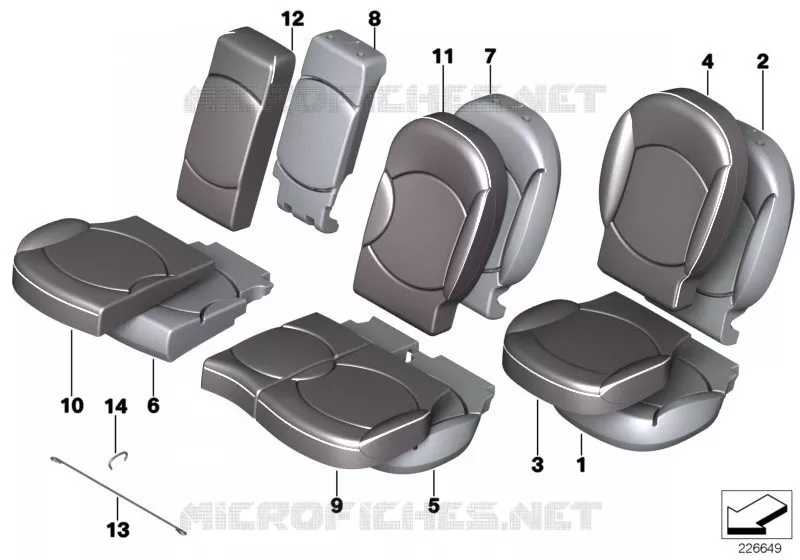 Siège ar. remb. et garn. pass. chargem. MINI MINI COOPER D 2010 Cooper D 2.0 N Cooper D 2.0