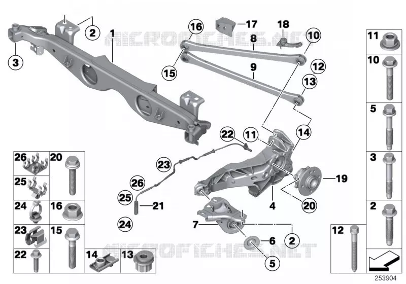 Support essieu AR,susp. roue,roulem.roue MINI MINI COOPER 2010 Cooper N Cooper